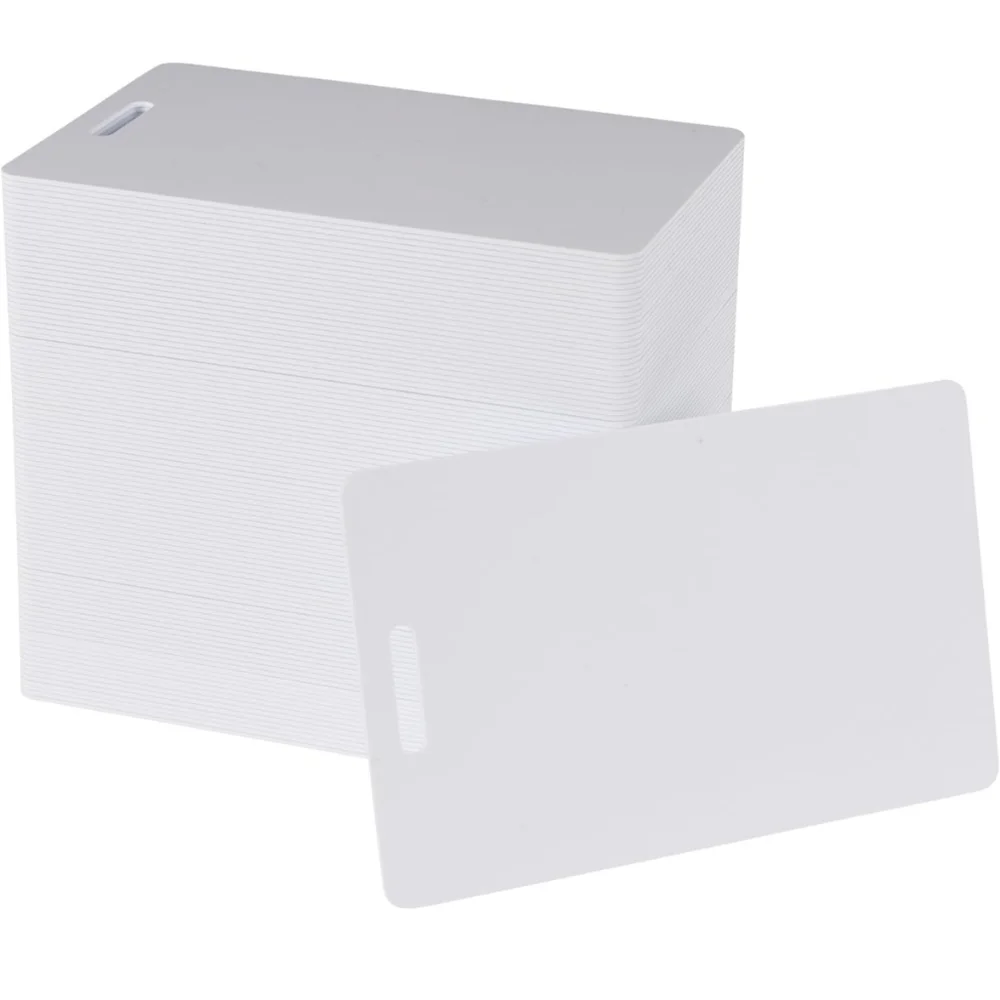 100 pcs white PVC cards with slot punch on short side (33)